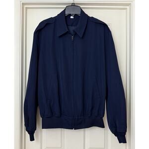 Vintage USAF Mens Lightweight Bomber Jacket Large Blue Poly Wool 80’s LARP